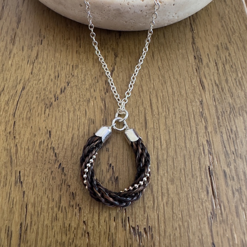 Classic Horseshoe with Sterling Silver Beading Pendant Necklace