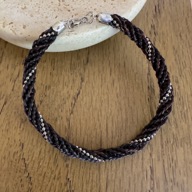 Classic Horsehair Bracelet with Sterling Silver Beading