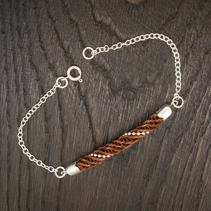 Single braid with Sterling Silver Beading Bracelet