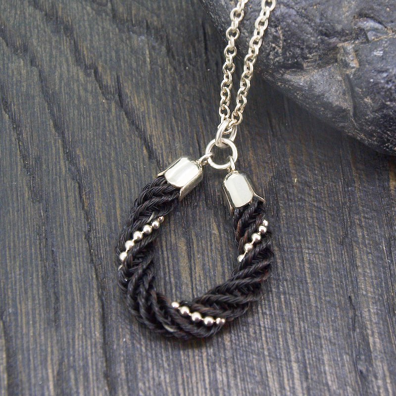 Classic Horseshoe with Sterling Silver Beading Pendant Necklace