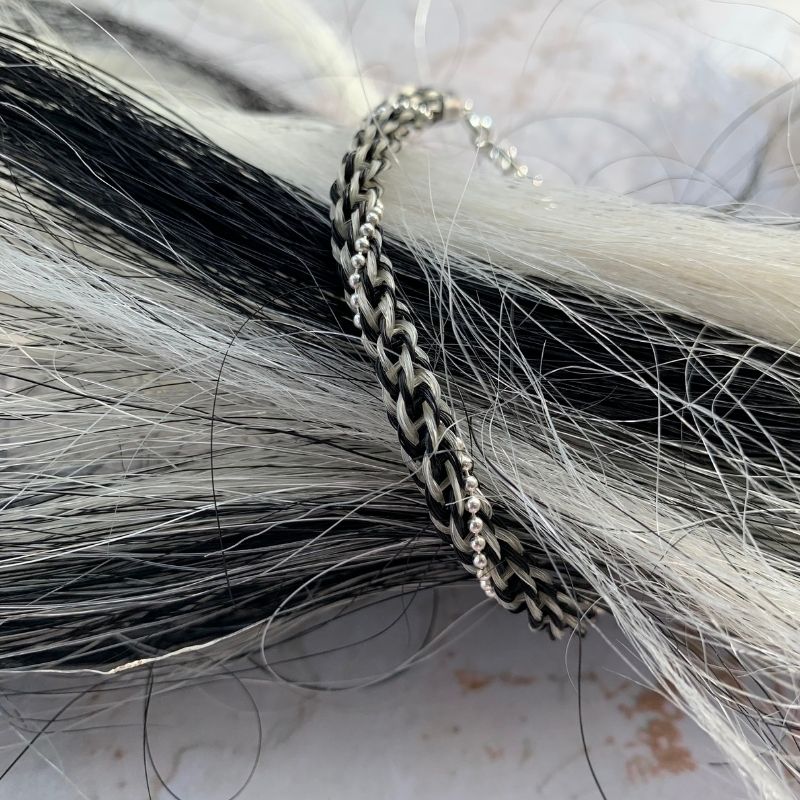 Classic Horsehair Bracelet with Sterling Silver Beading